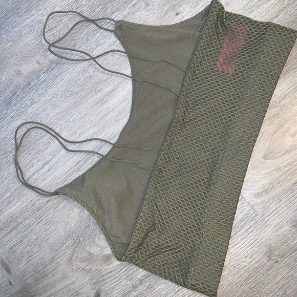 Bungee-Strap Mesh Bralette in green shade 'Sultry Sage,' Size Small (La SENZA) - Picture 3 of 6